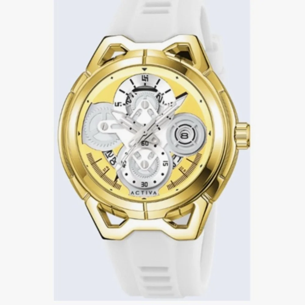 Invicta Men's Unisex Women's Watch with Gold Dial and White Strap